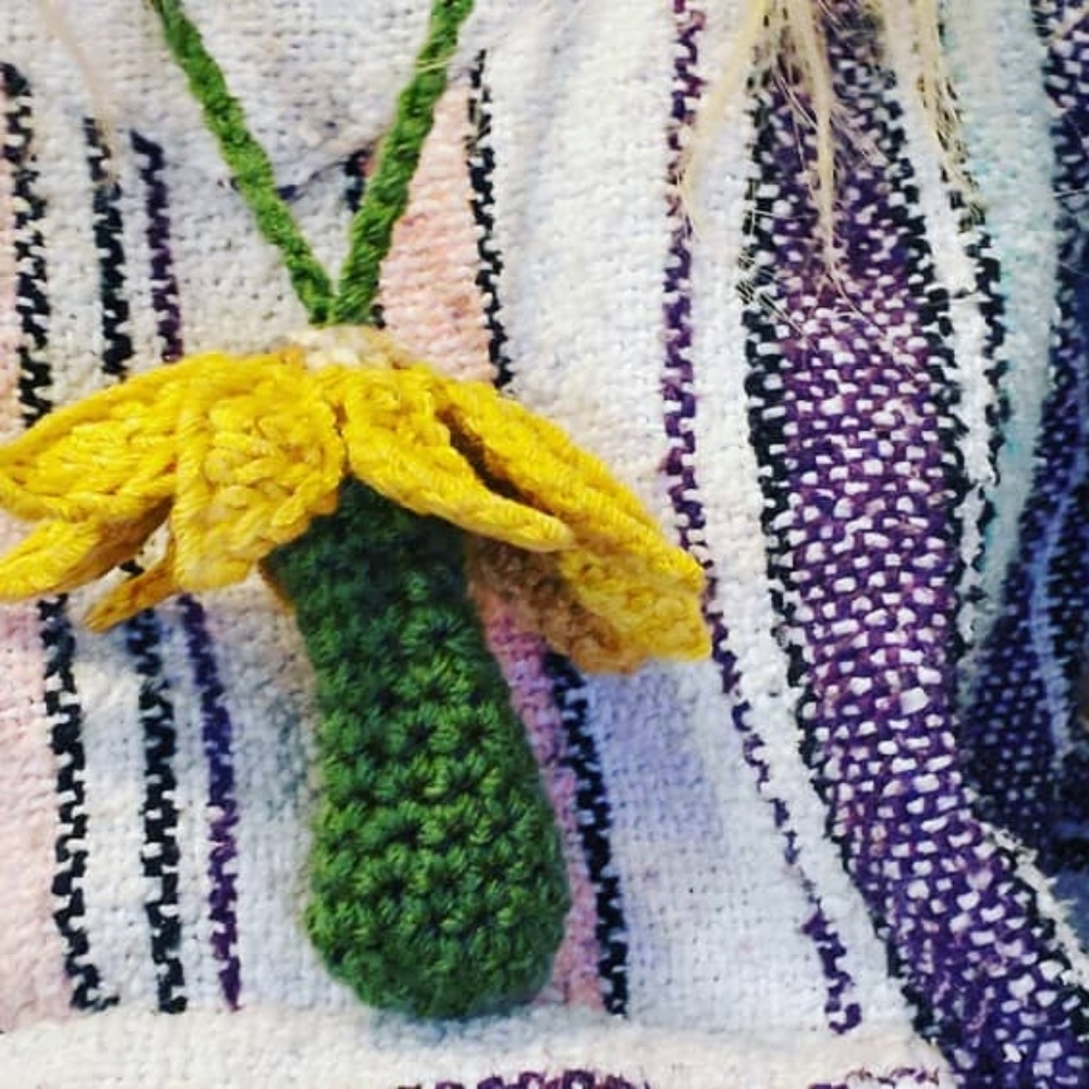 Handmade Crochet sunflower necklace